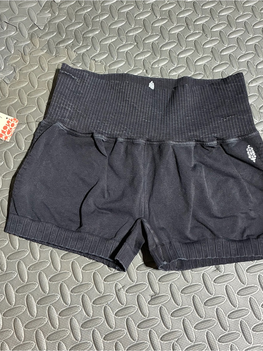 FP Movement by Free People Black Ribbed High-Waist Bike Shorts